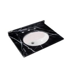 RAK Ceramics Washington 620mm Marble Countertop & Inset Basin - 3 Tap Holes - Black - RAKWCM60B3