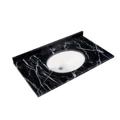 RAK Ceramics Washington 820mm Marble Countertop & Inset Basin - 1 Tap Hole - Black - RAKWCM80B1