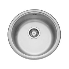 Leisure Round 450mm Single Bowl Inset Kitchen Sink - Brushed Stainless Steel - RB450BF/