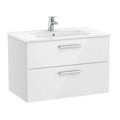 Roca Victoria 800mm Unik 2 Drawer Basin Unit & Basin - Gloss White