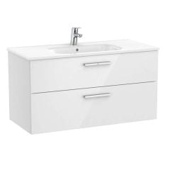 Roca Victoria 1000mm Unik 2 Drawer Basin Unit & Basin - Gloss White
