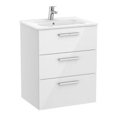 Roca Victoria 600mm 3 Drawer Vanity Unit - Gloss White - A857472806