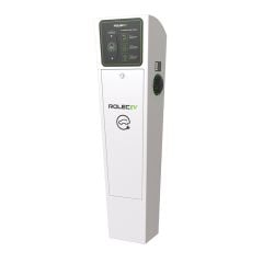 Rolec AutoCharge Smart EV Charging Pedestal - 1x up to 22kW 3PH Type 2 Socket - White - ROLEC0013W
