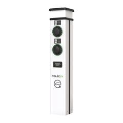 Rolec BasicCharge Smart EV Charging Pedestal - 2x up to 22kW 3PH Type 2 Sockets - White - ROLEC0223W