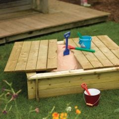 Rowlinson Children's Sandpit with Lid - Brown - SANDS12L