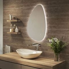 Bathroom Lifestyle of Sensio Mistral Teardrop Backlit Colour Changeable LED Mirror - SE30717C0