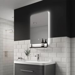 Sensio Harbour Backlit Colour Changeable LED Mirror with Intergrated Shelf 790x500x125mm - Matt Black - SE30098P0  Lifestyle
