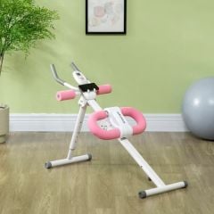 SPORTNOW Foldable Ab Machine With LCD Monitor - White & Pink - A91-261V00PK