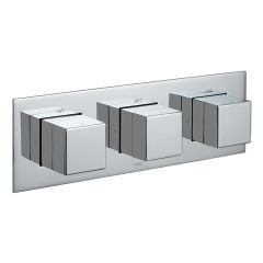 Vado Tablet Notion Vertical Concealed 2 Outlet, 3 Handle Thermostatic Shower Valve - Chrome - TAB-128/2-NOT-C/P