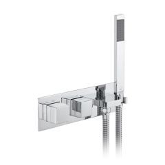 Vado Tablet Notion 2 Outlet, 2 Handle Concealed Thermostatic Valve with Integrated Outlet, Handset and Hose - TAB-148/2WO-NOT-CP