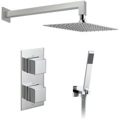 Vado Tablet Notion Thermostatic 2 Handle 2 Outlet Concealed Mixer Shower With Shower Kit + Fixed Head - Chrome - TAB-1721/NOT-CP