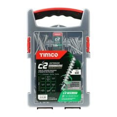 Timco C2 Exterior Strong-Fix Multi-Purpose Premium Screws - Mixed Grab Pack - PZ - Double Countersunk - Silver Tray 600pcs - 600pcs - C2SGPACK