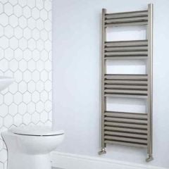 Towelrads Eton Straight Heated Towel Rail - Brushed Aluminium - 1000x300mm - 136051