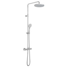 Vado Velo Adjustable Round Thermostatic Shower Valve with Integrated Diverter and Rigid Riser with Single Function Shower Head and Shower Handset - VEL-149RRK-RO-CP