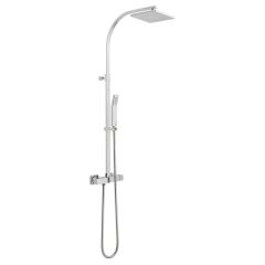 Vado Velo Square Thermostatic Bar Mixer Shower With Shower Kit + Fixed Head - Chrome - VEL-149RRK-SQ-CP