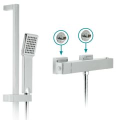 Vado TE Thermostatic Bar Mixer Shower with Shower Kit - Chrome - WG-TEBOX149/B-1/2-CP