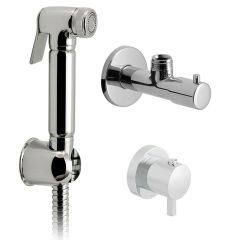 Vado Luxury Shattaf Kit With Concealed Thermostatic Mixing Valve And Angle Valve With 120Cm Hose And Wall Bracket, Wall Mounted - Chrome - XSH-SHATTAF/163-C/P