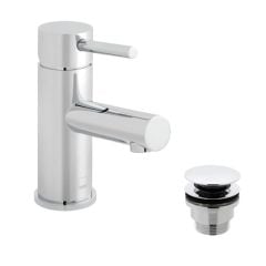 Vado Zoo Mono Basin Mixer Smooth Bodied Single Lever Deck Mounted with Universal Waste and Honeycomb Flow Regulator - ZOO-100F/CC-C/P