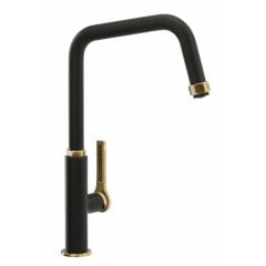 Abode Hex Single Lever Kitchen Mixer Tap - Antique Brass/Black - AT2080