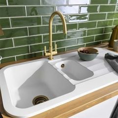 Abode Dune 1.5 Bowl & Drainer Granite Sink - AW3143