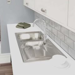 Abode Neron 1.5 Bowl & Drainer Stainless Steel Sink - AW5113