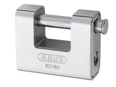 ABUS Mechanical 92/80 80mm Monoblock Brass Body Shutter Padlock - ABU9280