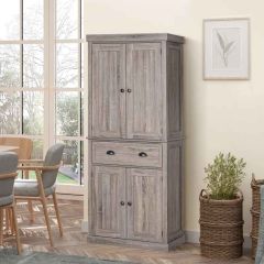HOMCOM Traditional Wooden Freestanding Kitchen Cabinet - Dark Wood Grain - 835-115