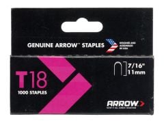 Arrow T18 Staples 11mm (7/16in) Box 1000 - ARRT18716S
