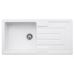 Abode Acton Single Bowl Ceramic Kitchen Sink - White - AW1040