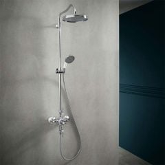 AXOR Montreux Showerpipe With Thermostatic And 1Jet Overhead Mixer Shower & Lever Handles - 16572000