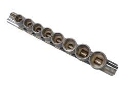 BlueSpot Tools Sockets On Rail Set of 8 Metric 3/8in Drive - B/S01524