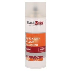 Plastikote Trade Quick Dry Clear Lacquer Aerosol Spray Paint Matt 400ml - PKT71003