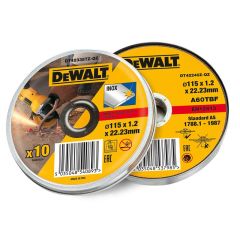 DEWALT Stainless Steel Metal Flat Cutting Discs 115mm Tin of 10 - DEWDT42335TZ