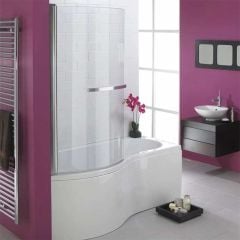 Essential HAMPSTEAD P Shape Shower Bath - Left Hand Pack 1700x900mm 0 Tap holes White - EBP003