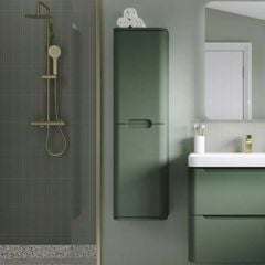 Bathrooms by Trading Depot Cascade 350mm 2 Door Wall Hung Tall Bathroom Cabinet - Matt Sage Green - TDBT105331