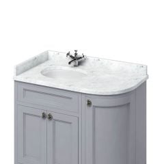 Burlington Minerva Carrara Marble 100cm Curved Worktop With Integrated Basin Left Hand - White - BC98L