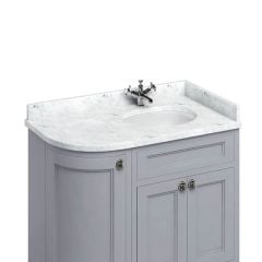 Burlington Minerva Carrara Marble 100cm Curved Worktop With Integrated Basin Right Hand - White - BC98R
