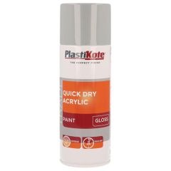 Plastikote Trade Quick Dry Acrylic Aerosol Spray Paint Gloss Grey 400ml - PKT71012
