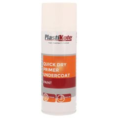Plastikote Trade Quick Dry Primer Aerosol Spray Paint White 400ml - PKT71000