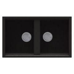 Reginox BEST 450 Elleci Granite 2 Bowl Kitchen Sink - Metaltek Black - BEST 450 B