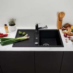 Blanco METRA 45 S 1 Bowl Inset Silgranit Reversible Kitchen Sink with Drain Remote Control - Anthracite - 513035