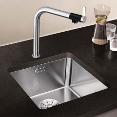 Blanco ANDANO 340-U 1 Bowl Stainless Steel Kitchen Sink with Manual InFino Drain System- Satin Polish - 522955 Main Image