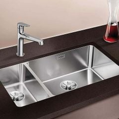 Blanco ANDANO 500/180-U 1.5 Bowl Undermount Stainless Steel Kitchen Sink with Manual InFino Drain System - Satin Polish - 522991