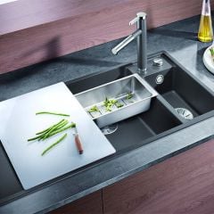 Blanco AXIA III 6 S 1.5 Bowl Inset Silgranit Kitchen Sink with Remote Control InFino Drain System - Anthracite - 523472