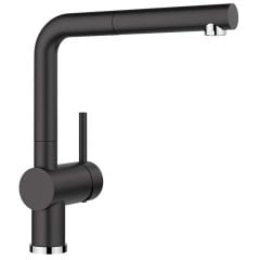 Blanco LINUS-S Pull-Out Handset Ceramic-Look Kitchen Tap - Black