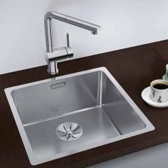 Blanco ANDANO 400-IF 1 Bowl Inset Stainless Steel Kitchen Sink with Manual InFino Drain System - Satin Polish - 522957 Lifestyle