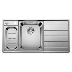 Blanco AXIS III 6 S-IF 1.5 Bowl Inset Stainless Steel Kitchen Sink with Remote Control InFino Drain System - Satin Polish - 522105