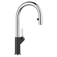 Blanco CARENA-S Vario Pull-Out Spout Silgranit-Look Dual Finish Kitchen Tap - Anthracite/Chrome