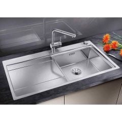 Blanco DIVON II 5 S-IF 1 Bowl Inset Stainless Steel Kitchen Sink with Remote Control InFino Drain System - Satin Polish - 521659 Lifestyle