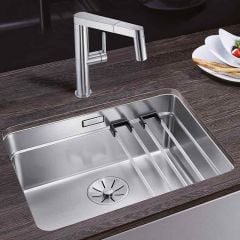 Blanco ETAGON 500-U 1 Bowl Undermount Stainless Steel Kitchen Sink with Manual InFino Waste - Satin Polish - 521841 Lifestyle